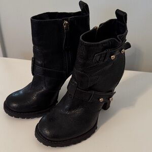 Tory Burch Black Ankle Boots with Buckle Detail Size 5